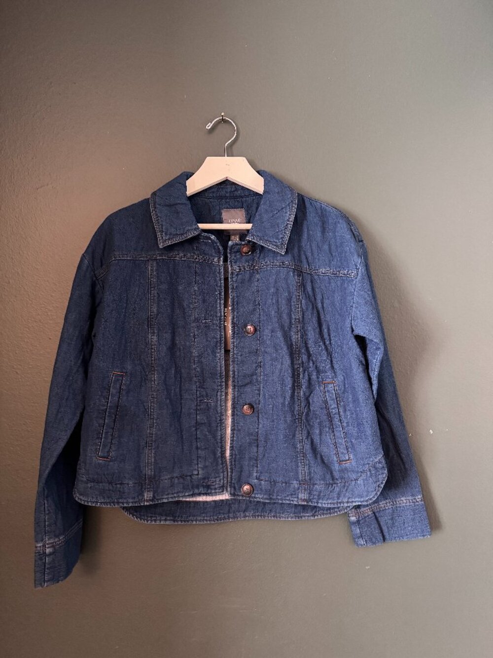 NWT Lyssé New York Denim Jacket Dark Wash Button Up